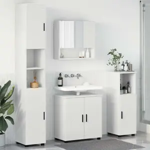vidaXL Ensemble de mobilier de salle de bain Montage mural 4 pcs Blanc pas cher