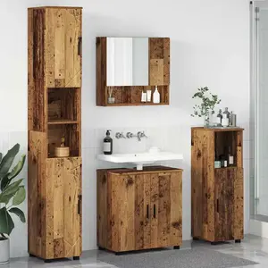 vidaXL Ensemble de mobilier de salle de bain 4 pcs Bois ancien pas cher
