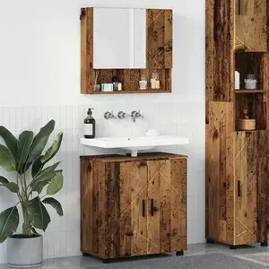 vidaXL Vidaxl Ensemble De Mobilier De Salle De Bain 2 Pcs Bois Ancien pas cher