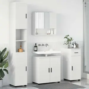 vidaXL Ensemble de mobilier de salle de bain avec tiroir 4 pcs Blanc pas cher