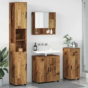vidaXL Ensemble de mobilier de salle de bain 4 pcs Bois ancien pas cher