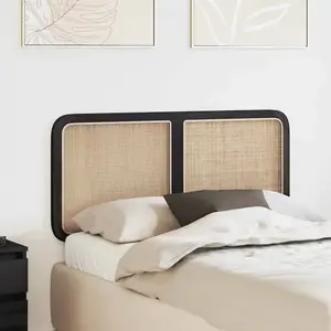 vidaXL Tête de lit avec tête de lit Noir 120 x 55 x 3 cm Rotin pas cher