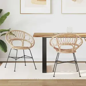 vidaXL Chaise de salle à manger 2 pcs Naturel 65 x 55,5 x 81 cm pas cher