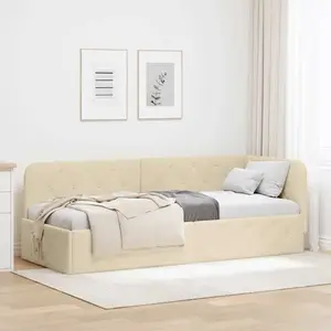vidaXL Cadre de lit d'angle avec tête de lit Crème 80 x 200 cm tissu pas cher