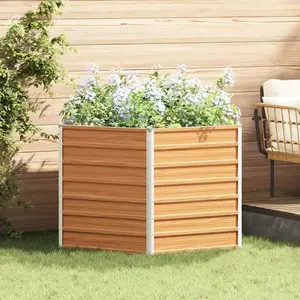 vidaXL Jardin surélevé Marron Clair 129 x 129 x 77 cm Acier galvanisé pas cher