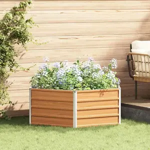 vidaXL Jardin surélevé Aspect bois 129 x 129 x 45 cm Acier galvanisé pas cher