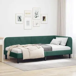 vidaXL Cadre de lit d'angle Vert foncé 100 x 200 cm Velours pas cher