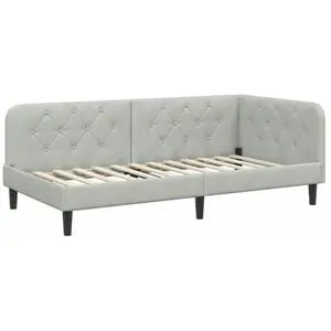 vidaXL Cadre de lit d'angle Gris clair 90 x 190 cm Velours pas cher