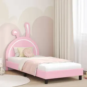 vidaXL Children's Bed Frame with Headboard Rose 80 x 200 cm PU pas cher
