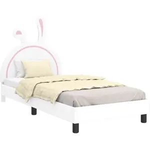 vidaXL Children's Bed Frame with Headboard Blanc 90 x 190 cm PU pas cher