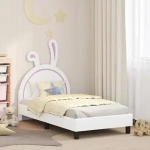 vidaXL Children's Bed Frame with Headboard Blanc 80 x 160 cm PU pas cher