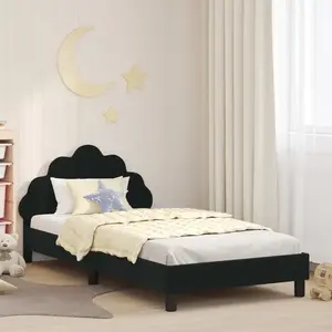 vidaXL Children's Bed Frame with Headboard Noir 90 x 200 cm Velours pas cher