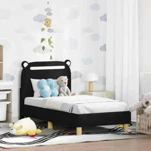 vidaXL Cadre de lit pour tout-petit avec tête de lit Noir 70 x 140 cm pas cher