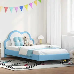 vidaXL vidaXL Cadre de lit avec tête de lit Bleu 90 x 190 cm PU pas cher