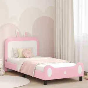 vidaXL Children's Bed Frame with Headboard Rose 90 x 190 cm PU pas cher