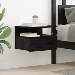 vidaXL Table de nuit flottante avec tiroir Chêne noir 40 x 31 x 28 cm pas cher