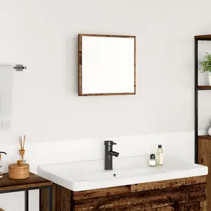 vidaXL Miroir de salle de bain LED Bois Ancien 40 x 37 x 8.5 cm pas cher