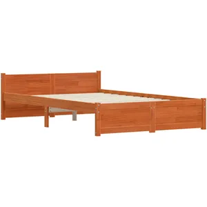 vidaXL Cadre de lit Marron cire 135 x 190 cm Bois massif en pin pas cher