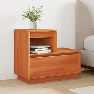 vidaXL Cabinet de chevet avec tiroir Marron cire 60 x 34 x 51 cm pas cher