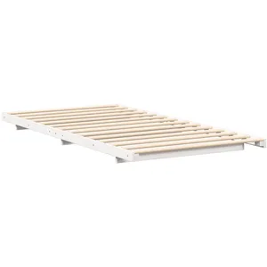 vidaXL Vidaxl Cadre De Lit Surélevé Blanc 80 X 220 Cm Bois Massif En Pin pas cher