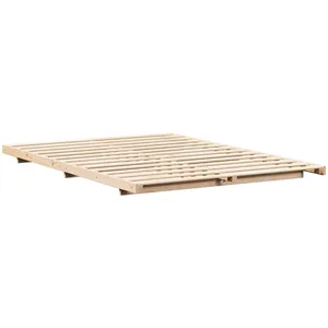 vidaXL Cadre de lit Marron 140 x 220 cm Pin massif 873130 pas cher