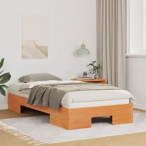 vidaXL Vidaxl Cadre De Lit Surélevé Marron 90 X 190 Cm Bois Massif En Pin pas cher