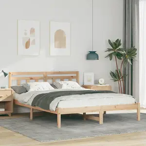 vidaXL Vidaxl Cadre De Lit Marron 160 Cm X 200 Cm Bois Massif En Pin pas cher