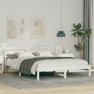 vidaXL Cadre de lit Blanc 160 x 200 cm Bois de pin massif pas cher