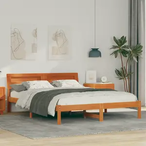vidaXL Vidaxl Cadre De Lit Marron Cire 160 X 200 Cm Bois De Pin Massif pas cher