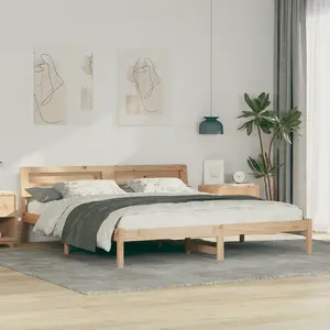 vidaXL Vidaxl Cadre De Lit Marron 180 X 200 Cm Bois De Pin Massif pas cher