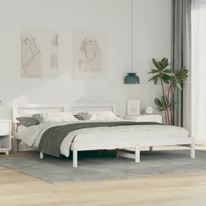vidaXL Vidaxl Cadre De Lit Blanc 180 X 200 Cm Bois De Pin Massif pas cher