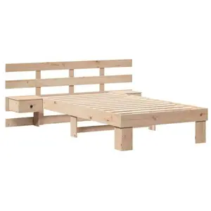 vidaXL Vidaxl Cadre De Lit Avec Tiroir Marron 90 X 200 Cm Bois De Pin Massif pas cher