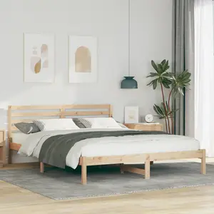 vidaXL Vidaxl Cadre De Lit Marron 160 X 220 Cm Bois De Pin Massif pas cher