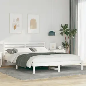 vidaXL Vidaxl Cadre De Lit Blanc 160 X 220 Cm Bois De Pin Massif pas cher