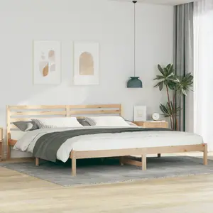 vidaXL Cadre de lit Marron 180 x 220 cm Bois de pin massif pas cher