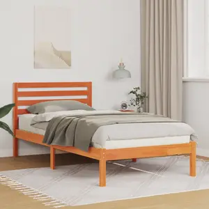 vidaXL Cadre de lit Marron cire 100 x 200 cm Bois de pin massif pas cher