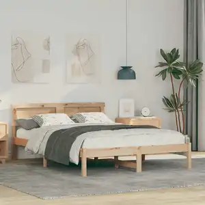 vidaXL Cadre de lit Marron 140 x 190 cm Bois de pin pas cher