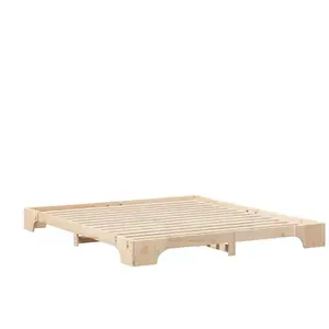 vidaXL Vidaxl Cadre De Lit Surélevé Marron 180 X 210 Cm Bois Massif En Pin pas cher