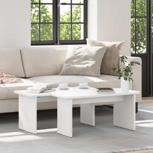 vidaXL Table basse 2 pcs Blanc 100 x 69 x 35.5 cm Bois de pin massif pas cher
