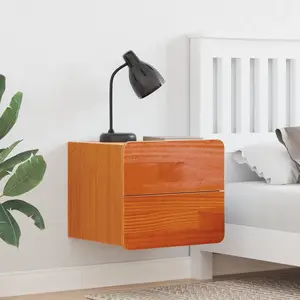 vidaXL Table de chevet 2 pcs Marron 39 x 34 x 33 cm Bois de pin massif pas cher