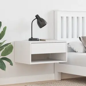 vidaXL Table de Nuit Murale Blanc 50 x 32,5 x 24 cm Bois de pin massif pas cher