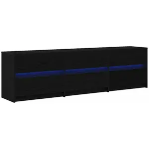 vidaXL Meuble TV Noir 182 x 34 x 50 cm Bois d'ingénierie pas cher