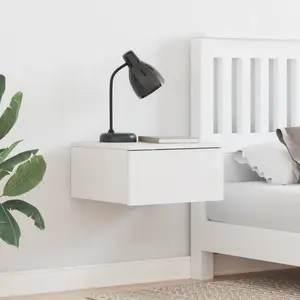 vidaXL Table de Nuit Murale avec tiroir 2 pcs Blanc 37 x 35 x 18,5 cm pas cher