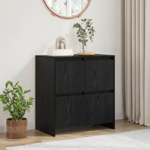 vidaXL Buffet avec porte Chêne noir 70 x 41 x 75 cm Bois d'ingénierie pas cher