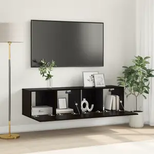 vidaXL Ensemble meuble TV 2 pcs Noir 60 x 30 x 30 cm Bois d'ingénierie pas cher