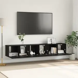 vidaXL Ensemble meuble TV 3 pcs Noir 60 x 30 x 30 cm Bois d'ingénierie pas cher