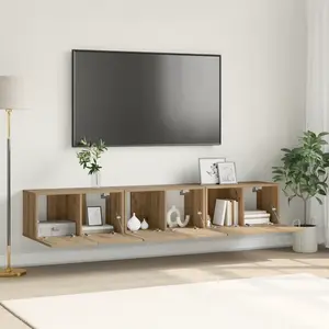 vidaXL Ensemble meuble TV Montage mural 3 pcs Marron 60 x 30 x 30 cm pas cher