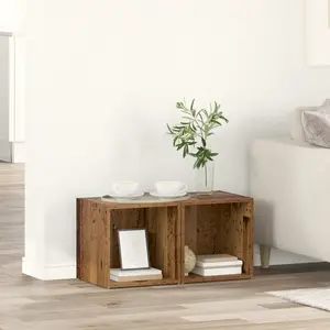 vidaXL Meuble TV 2 pcs Marron 37 x 35 x 37 cm Bois d'ingénierie pas cher