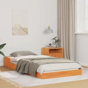 vidaXL Cadre de lit Marron cire 75 x 190 cm Bois massif en pin pas cher