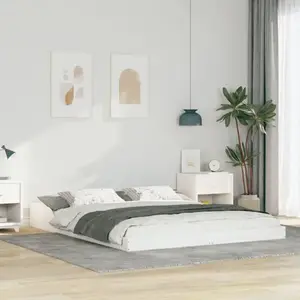 vidaXL Cadre de lit Blanc 150 x 200 cm Bois massif en pin pas cher